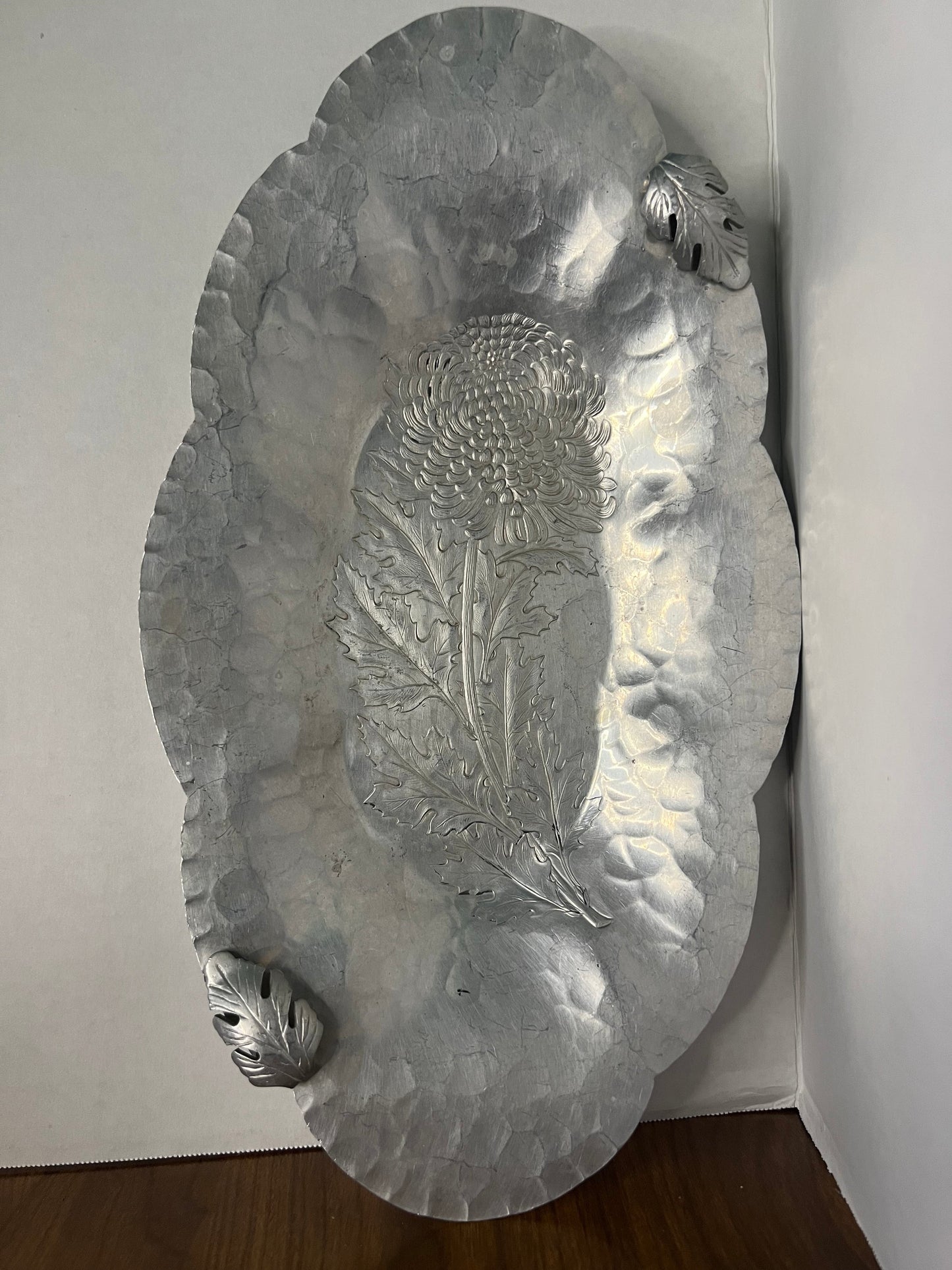 Continental Hall Mark Hand Wrought Aluminum Chrysanthemum Tray #572 50