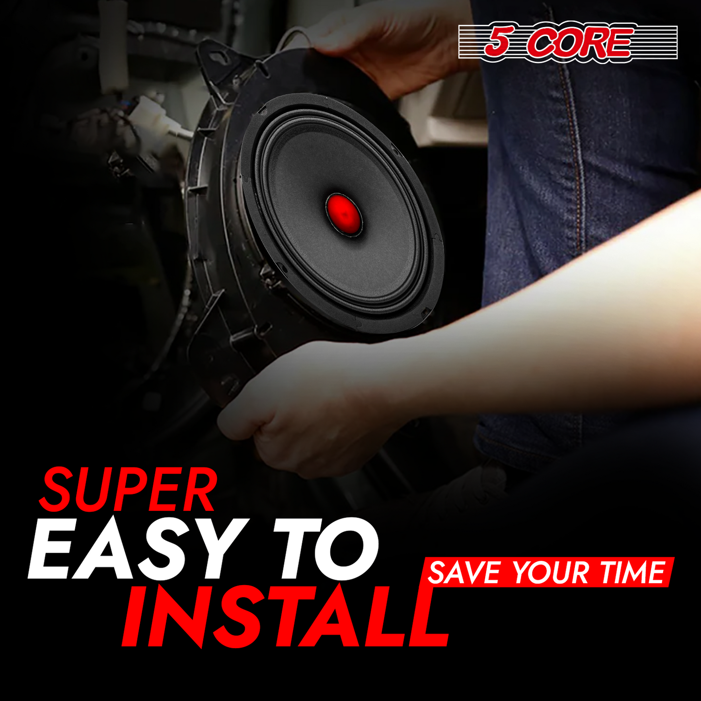 5Core 6.5 Inch Midrange Door Speaker 360W Subwoofer w Aluminum Bullet