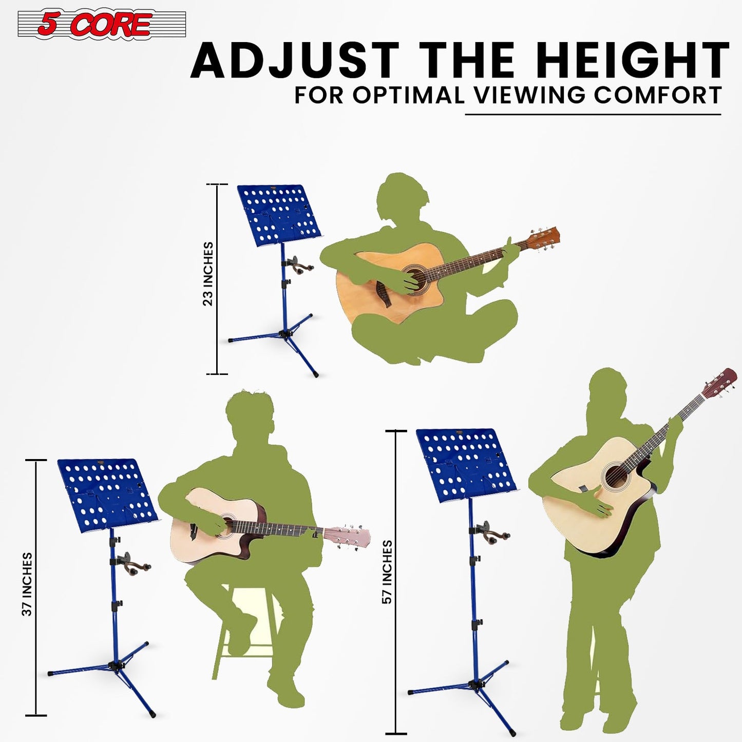 5Core Music Stand For Sheet Music Portable Tripod Adjustable Folding