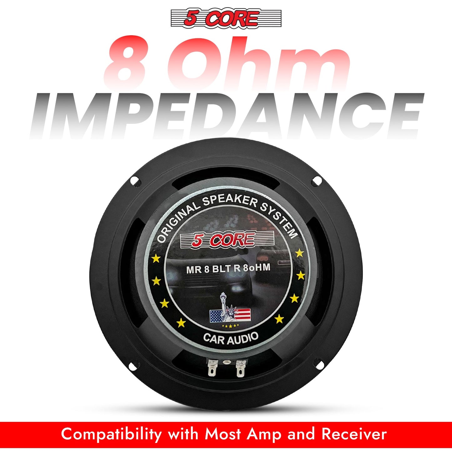 5Core 8 Inch Midrange Door Speaker 580W PMPO Subwoofer w Aluminum