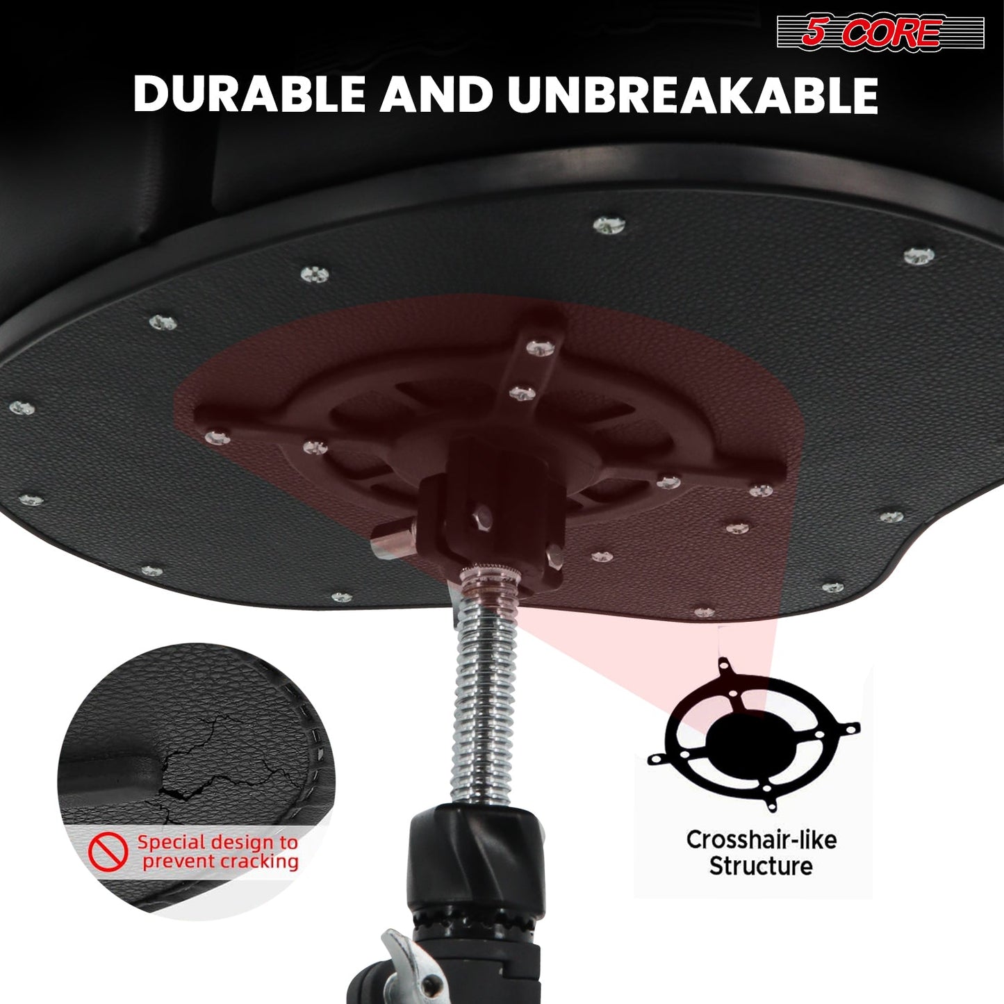 5Core Drum Throne Sponge Padded Guitar Stool Drummer Seat for Adults &