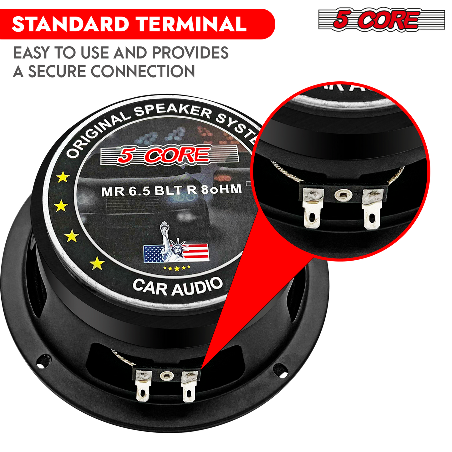 5Core 6.5 Inch Midrange Door Speaker 360W Subwoofer w Aluminum Bullet