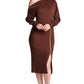 Josefa Asymmetric Dress -  Long sleeve convertible midi dress with
