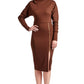 Josefa Asymmetric Dress -  Long sleeve convertible midi dress with