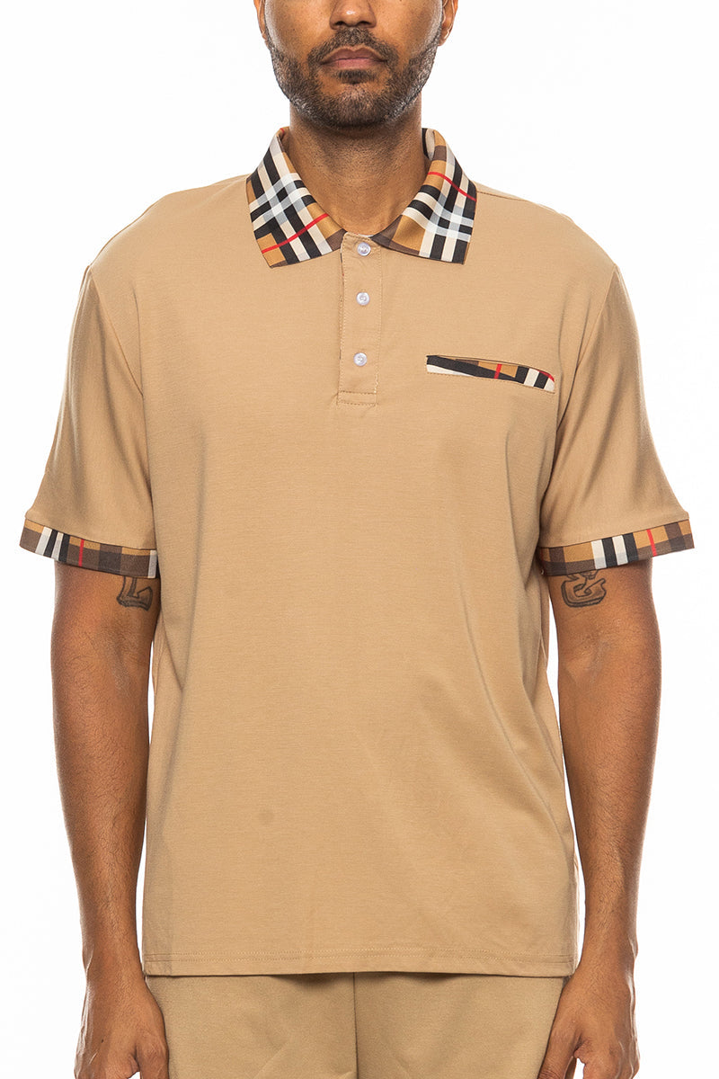 Checkered Detail Polo – Smart Casual Style for Men | Walbiz