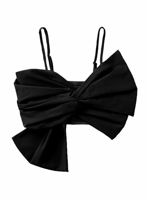 KPYTOMOA With Bow Cropped Tank Tops Vintage Backless Thin Straps - Walbiz.com