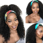 Headband Wig Kinky Curly Human Hair Scarf Wig No GLUE Easy Wear