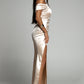 Apricot Satin Evening Dress