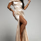 Apricot Satin Evening Dress