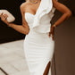 White One-shoulder Formal Dress