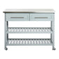 Light Gray Rolling Kitchen Island 2 Drawers Storage with Stainless
