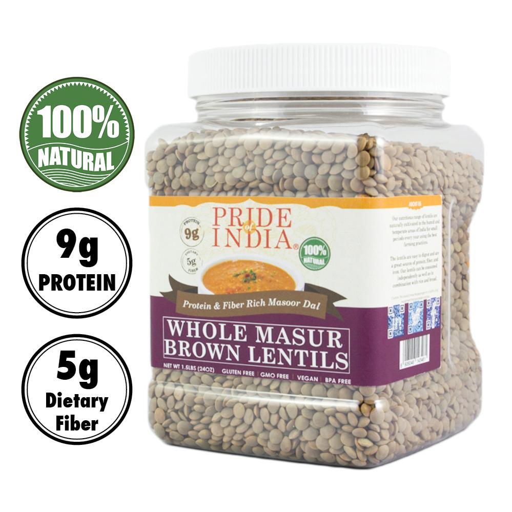 Indian Whole Brown Crimson Lentils - Protein & Fiber Rich Masoor Whole