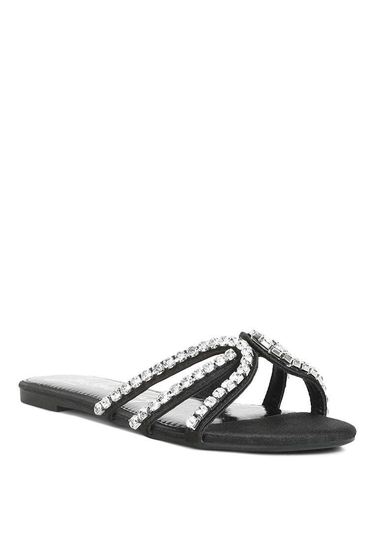 Mezzie Diamante Embellished Flat Sandals
