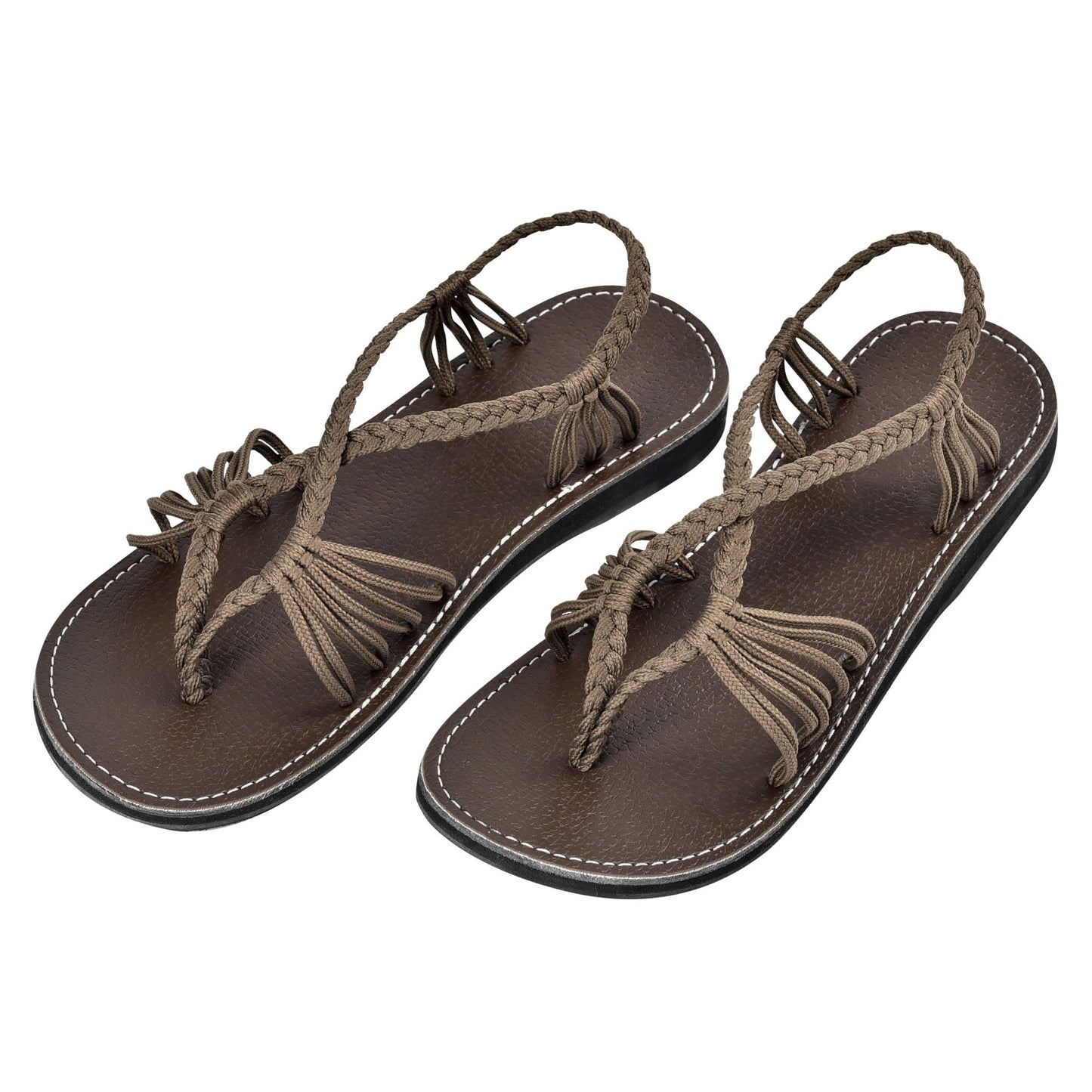 Markerandhands Handwoven Rope Flat Sandals For Women Airy Taupe size 5