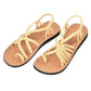 Markerandhands Handwoven Rope Flat Sandals For Women Tour Cream Cork