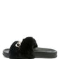 Chums Metal Chain Detail Fur Slides