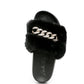 Chums Metal Chain Detail Fur Slides