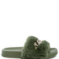 Chums Metal Chain Detail Fur Slides