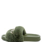 Chums Metal Chain Detail Fur Slides