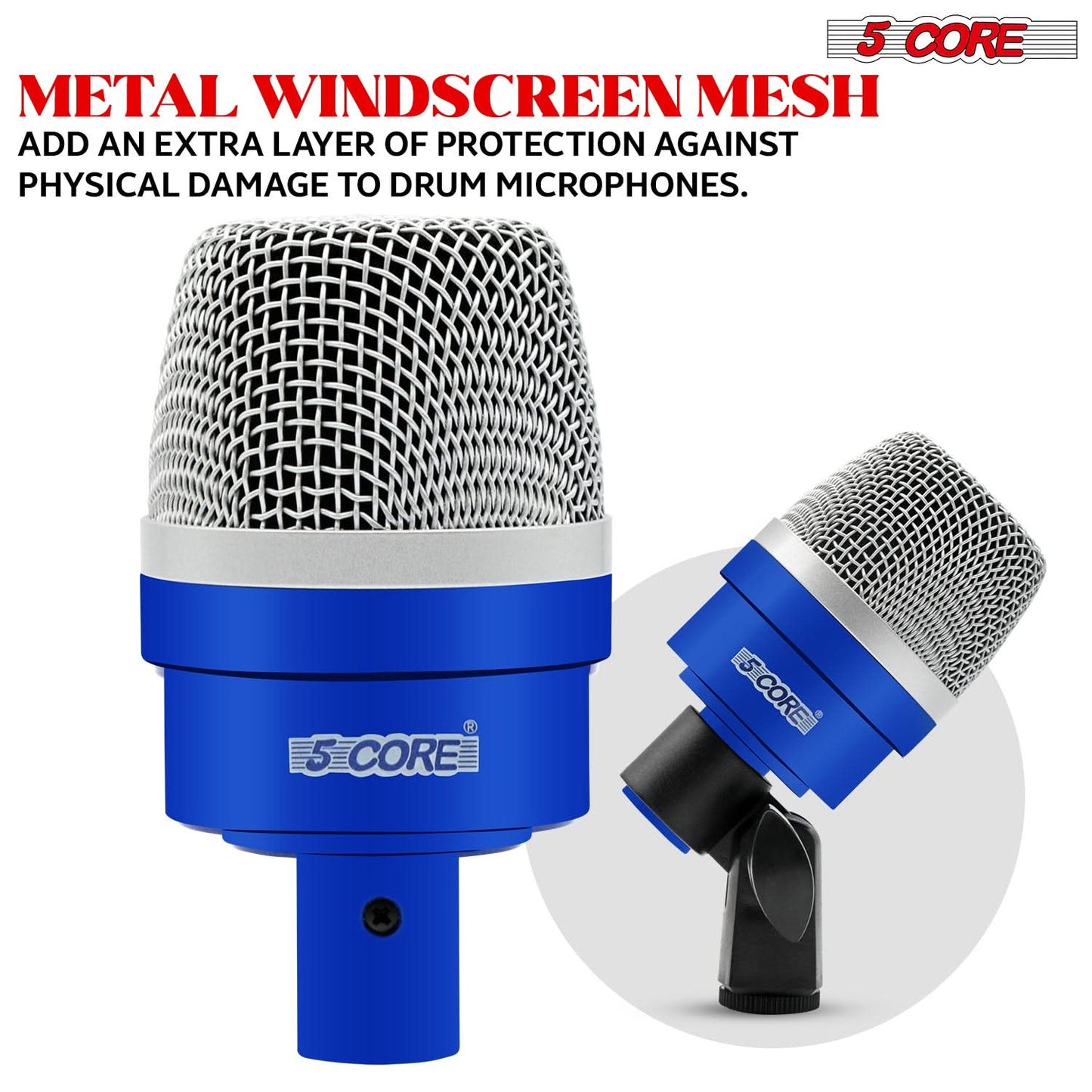 5Core Drum Mic Kit 7 Pcs Kick BassTom Snare Dynamic Microphone