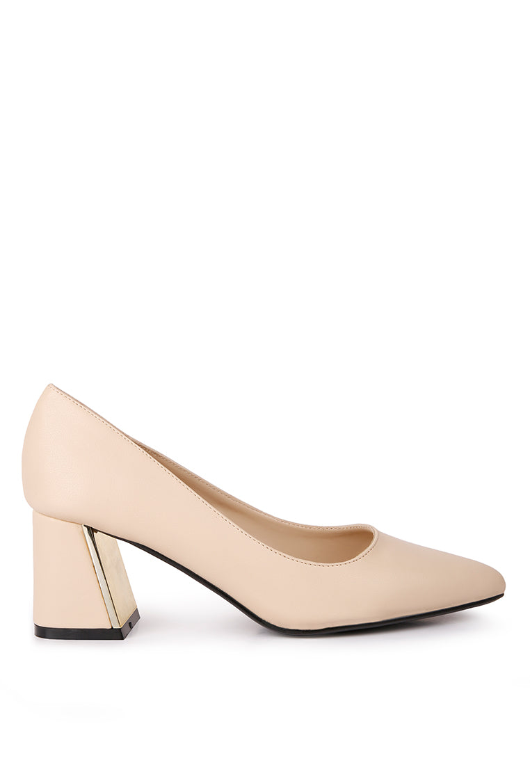 Casey Metallic Detail Block Heel Pumps