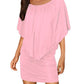 Multiple Dressing Flounced Pink Mini Dress