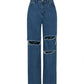 High-Waisted Ripped Jeans