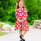 AnnLoren Girls Boutique Christmas Floral Long Sleeve Cotton Party