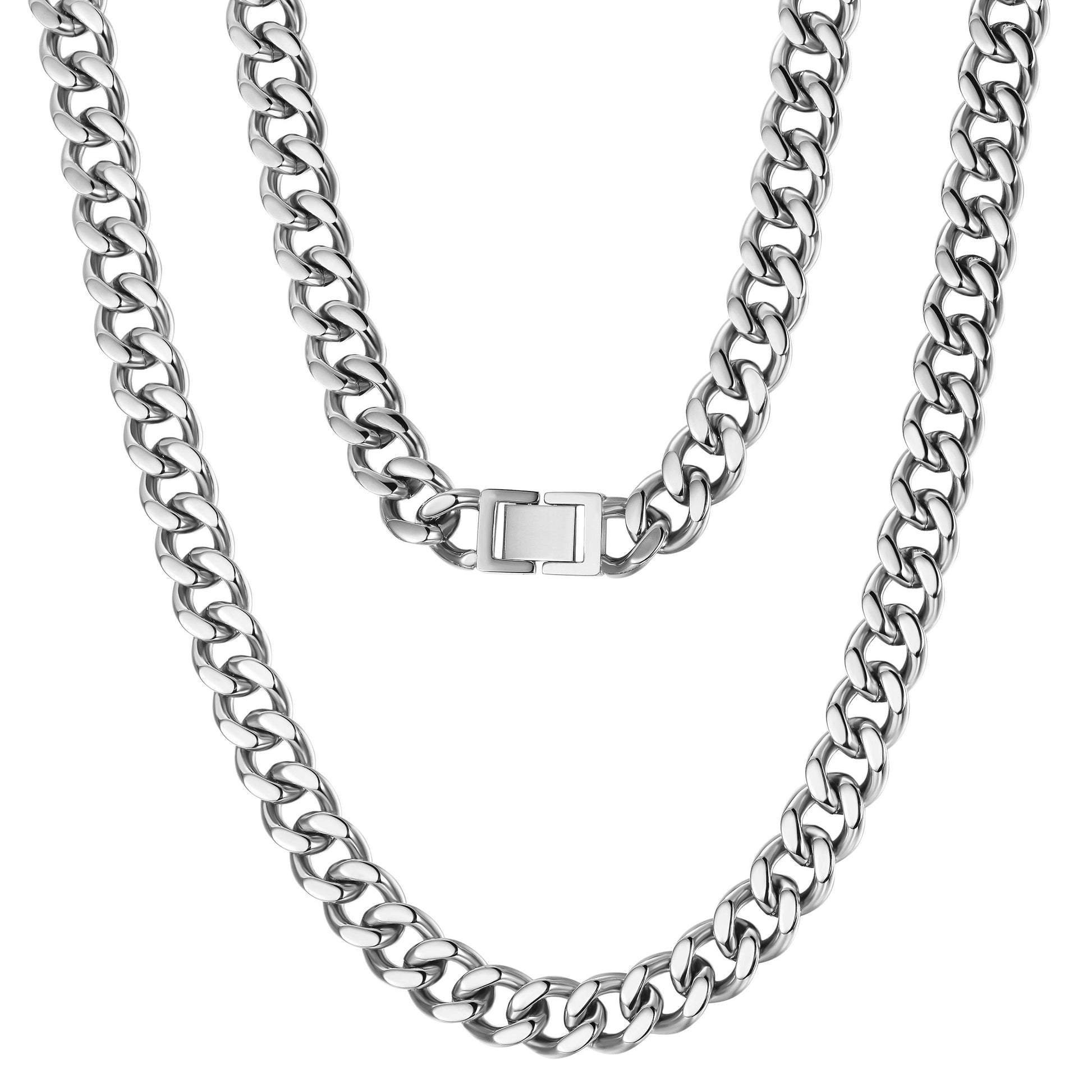12mm Silver Hip Hop Cuban Chain Necklace - Walbiz.com