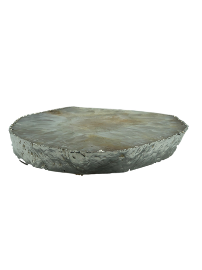 Agate Thick Decorative Platter with Silver Trim