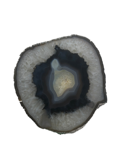 Agate Thin Serving Plate with SILVER Trim