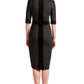 Nicola Sheath Dress - Elbow sleeve, notch neck Ponte dress with