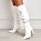 Boots Simple Shallow Mouth Pointed Mid Calf Chunky Heel Boots Slip on