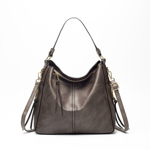 Large vegan leather hobo handbag for women with detachable long strap