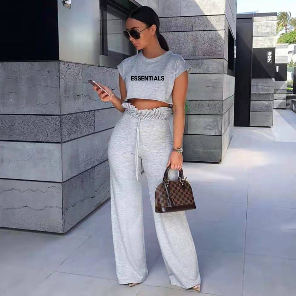 Sleeveless Two-Piece Set with Letter Print