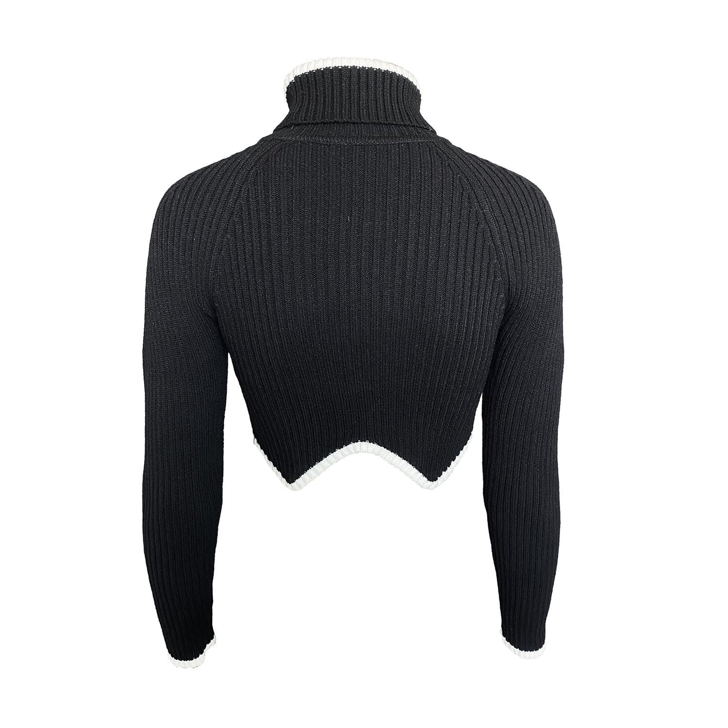 Irregular Hem High Neck Short Sweater for Women