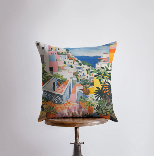 Oceanside Villa | Gouache Painting | Sunset Coast | Palm Tree | Throw
