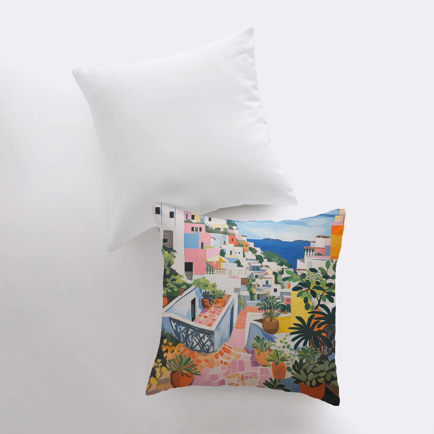 Oceanside Villa | Gouache Painting | Sunset Coast | Palm Tree | Throw