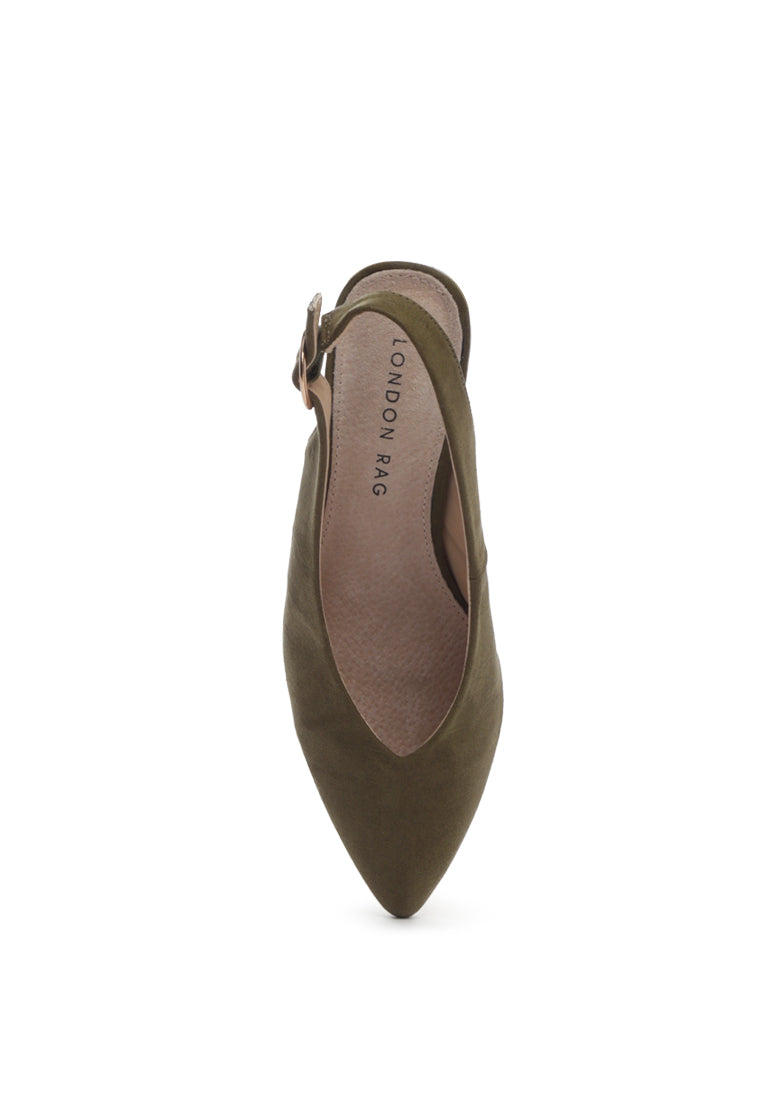 Dalia Solid Pointed Heeled Slingback Sandals