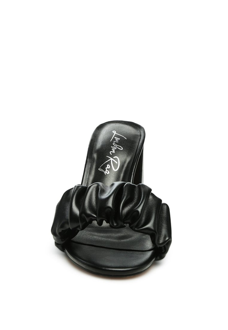 Noie Ruched Strap Block Heel Sandals