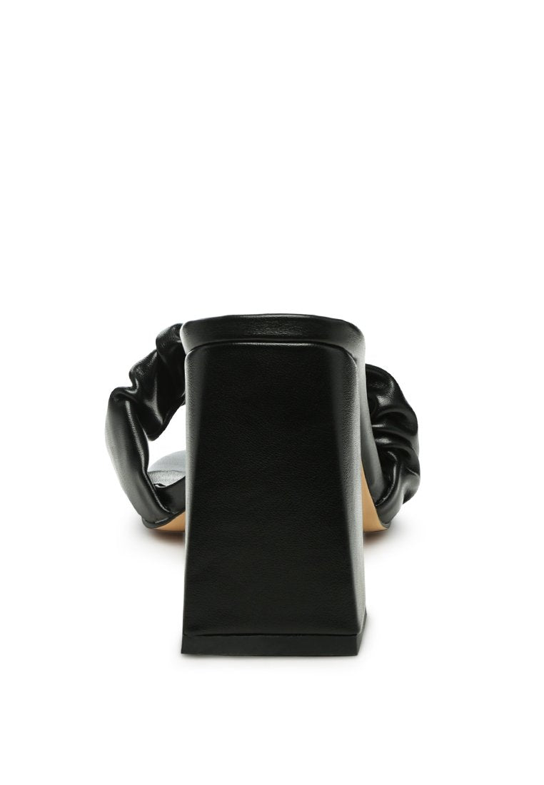 Noie Ruched Strap Block Heel Sandals