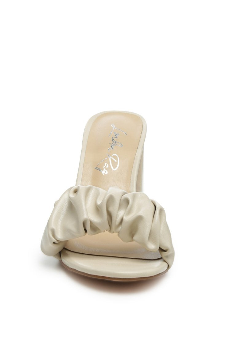 Noie Ruched Strap Block Heel Sandals