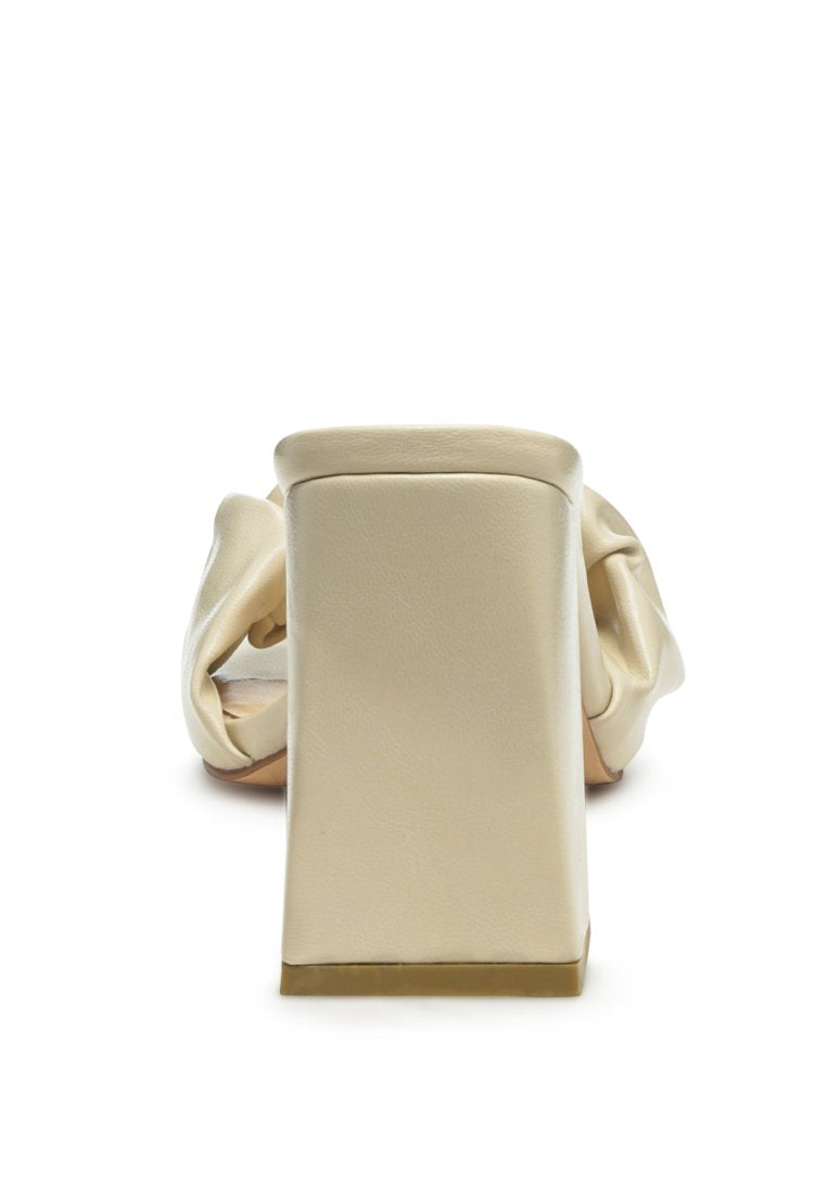 Noie Ruched Strap Block Heel Sandals