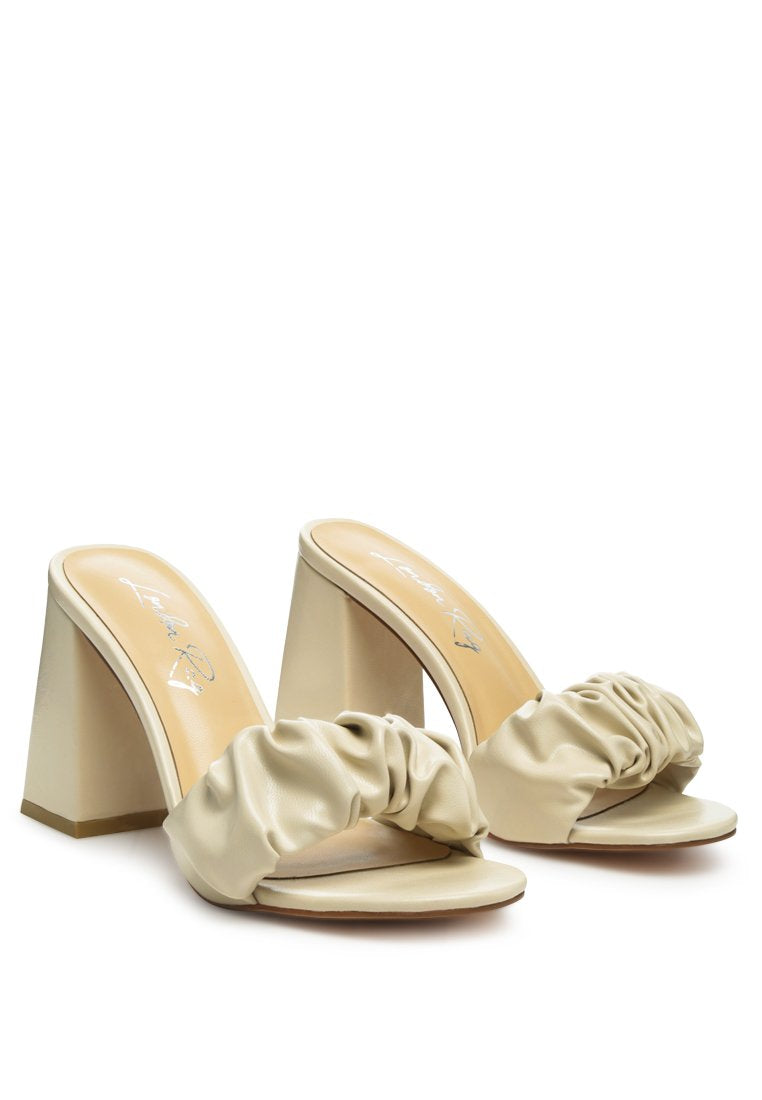 Noie Ruched Strap Block Heel Sandals