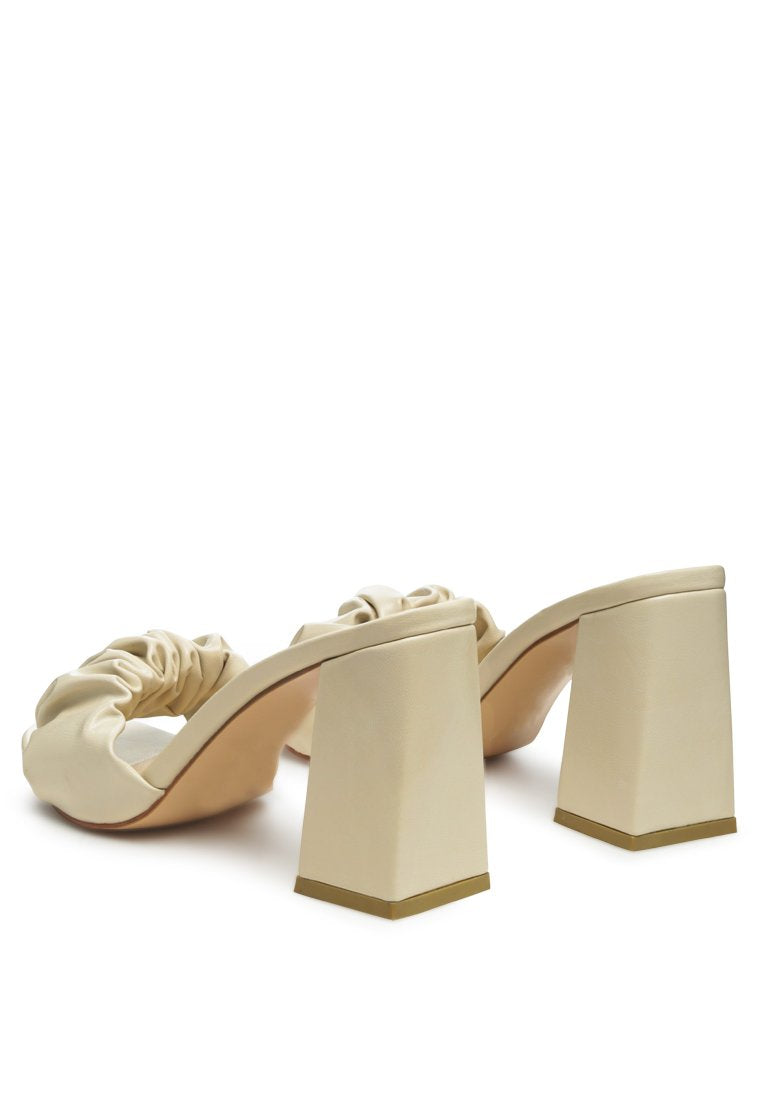 Noie Ruched Strap Block Heel Sandals