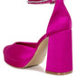 Hettie Satin Rhinestone Embellsihed Strap Platform Heels