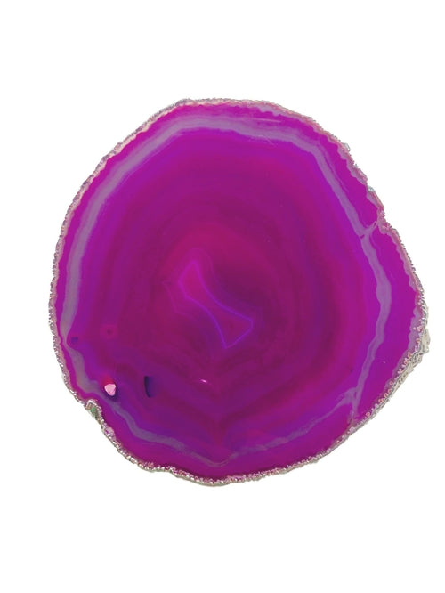 Agate Thin Serving Plate with SILVER Trim