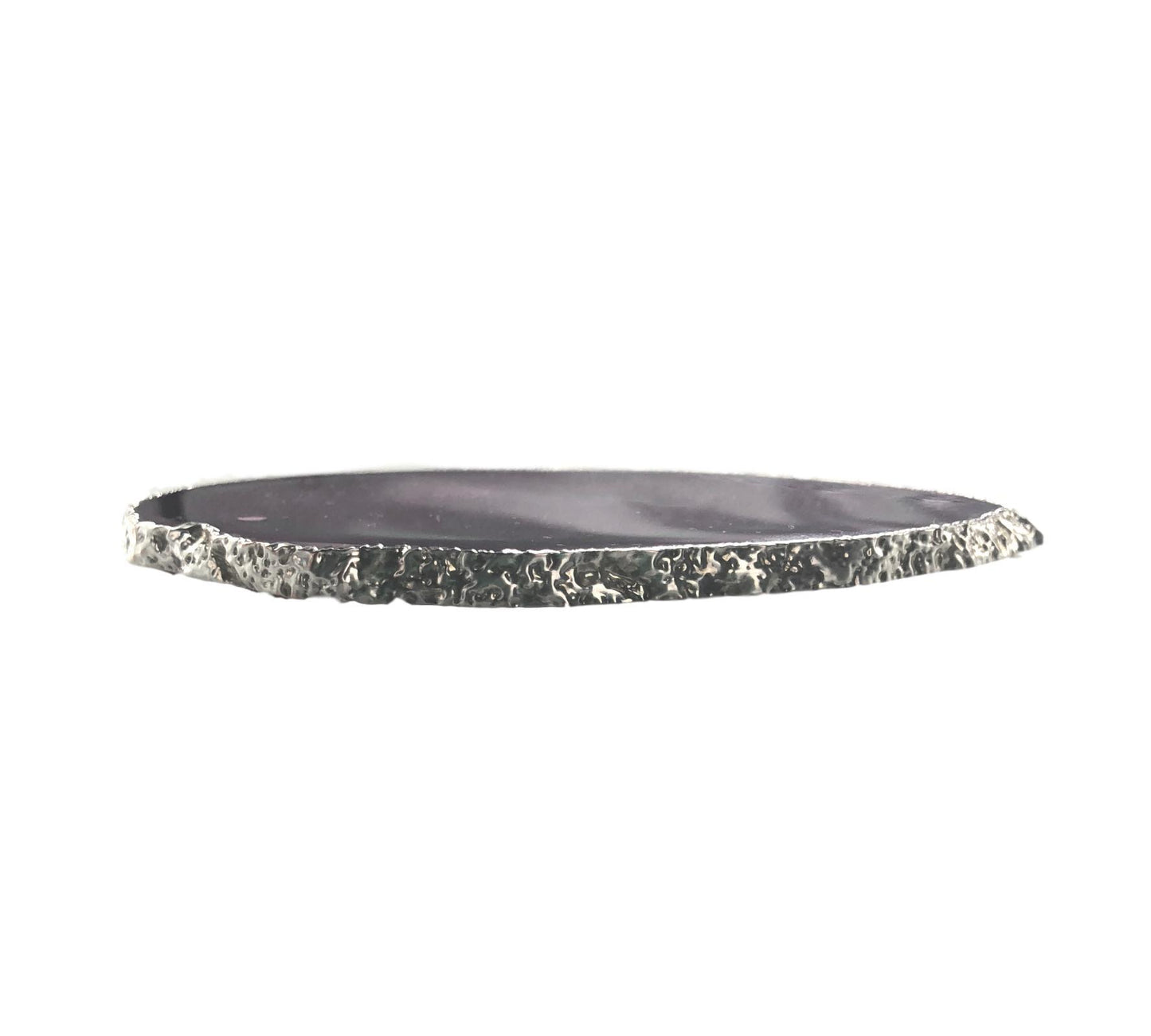 Agate Thin Serving Plate with SILVER Trim