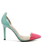 Candace Clear Patent Faux Leather Detail Pumps
