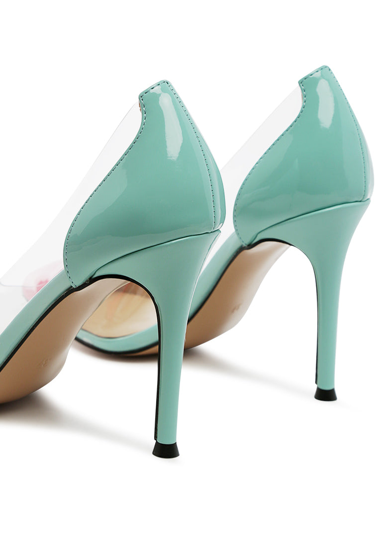 Candace Clear Patent Faux Leather Detail Pumps